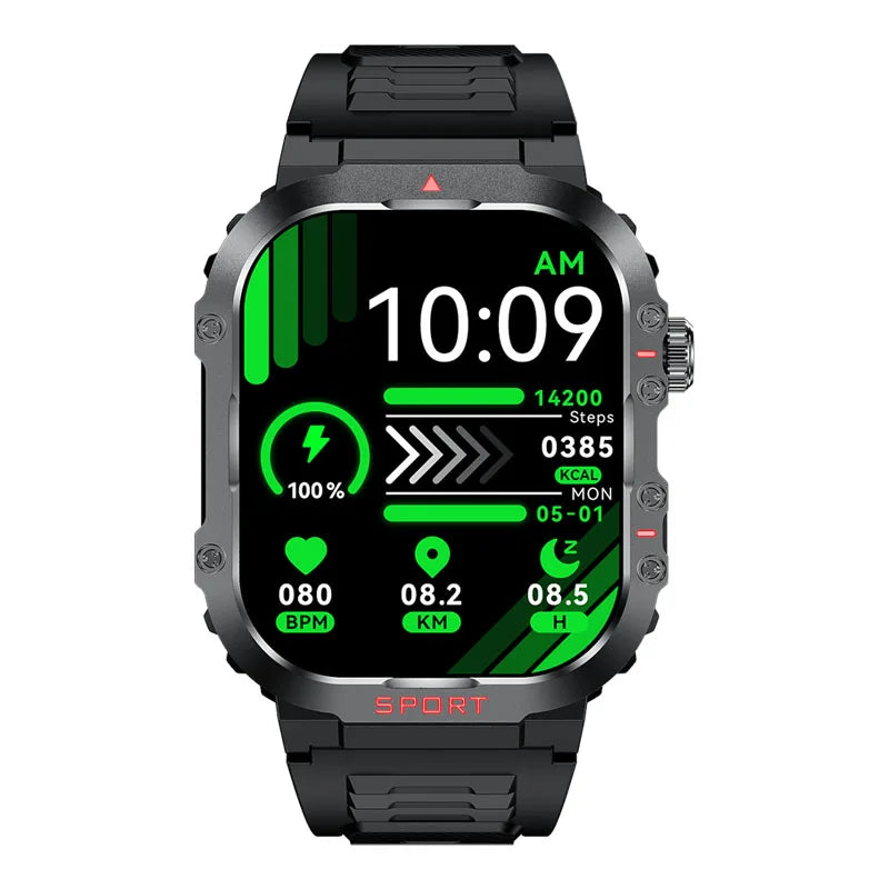 Outdoor Sports Android Square Smart Watch for Men/Women 2.01 Inch TFT Display Compass LED Flashlight 1ATM Waterproof Bracelet