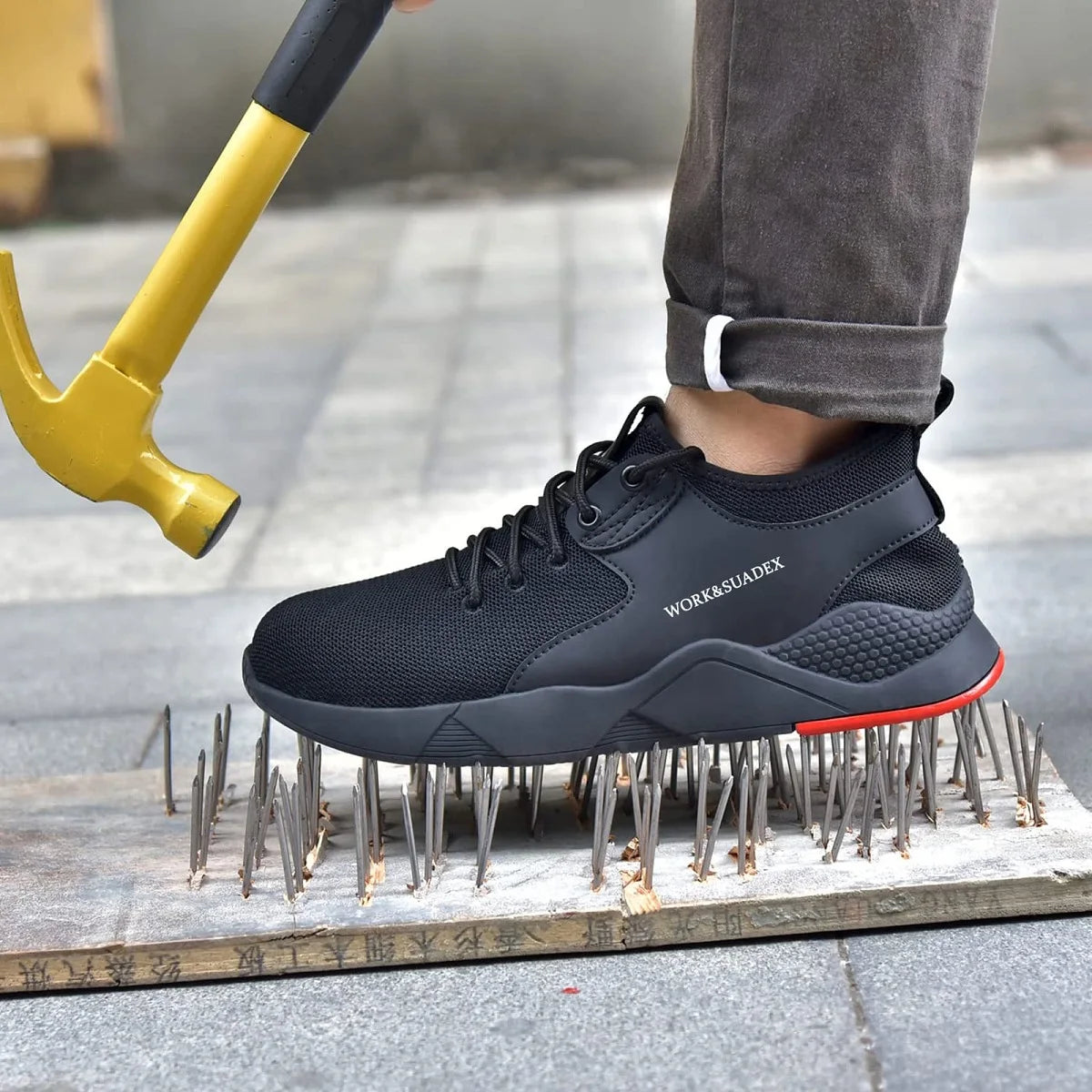 SUADEX Men Work Safety Shoes Steel Toe Cap Anti Smash Puncture Resistant