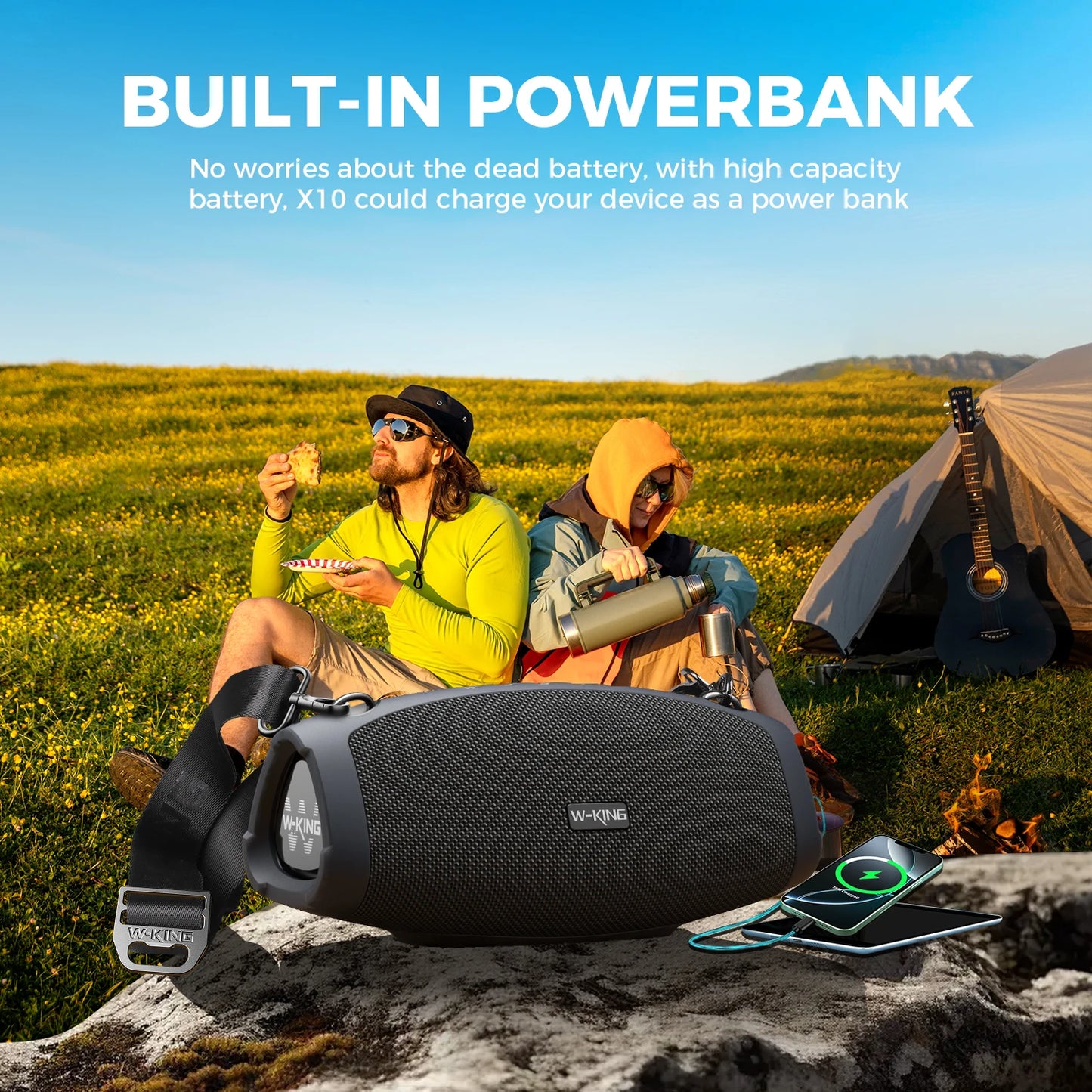 W-KING 70W Waterproof Portable Bluetooth Speaker Outdoor Boombox