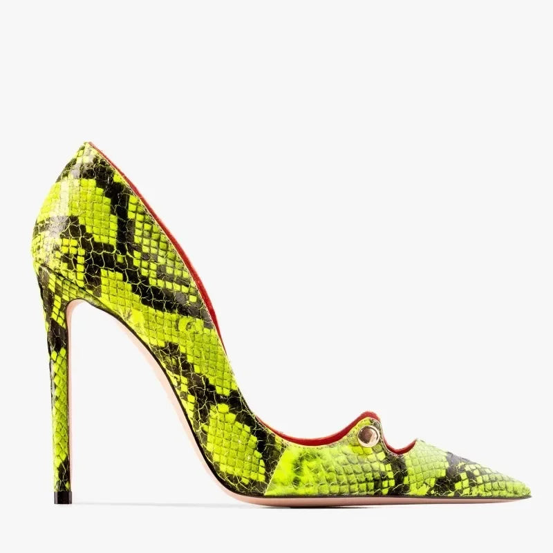 New Pointed Metal Buckle Women High-heeled Shoes European American Fashion Runway Styles Red Black Steel Tube Dance Single Shoes