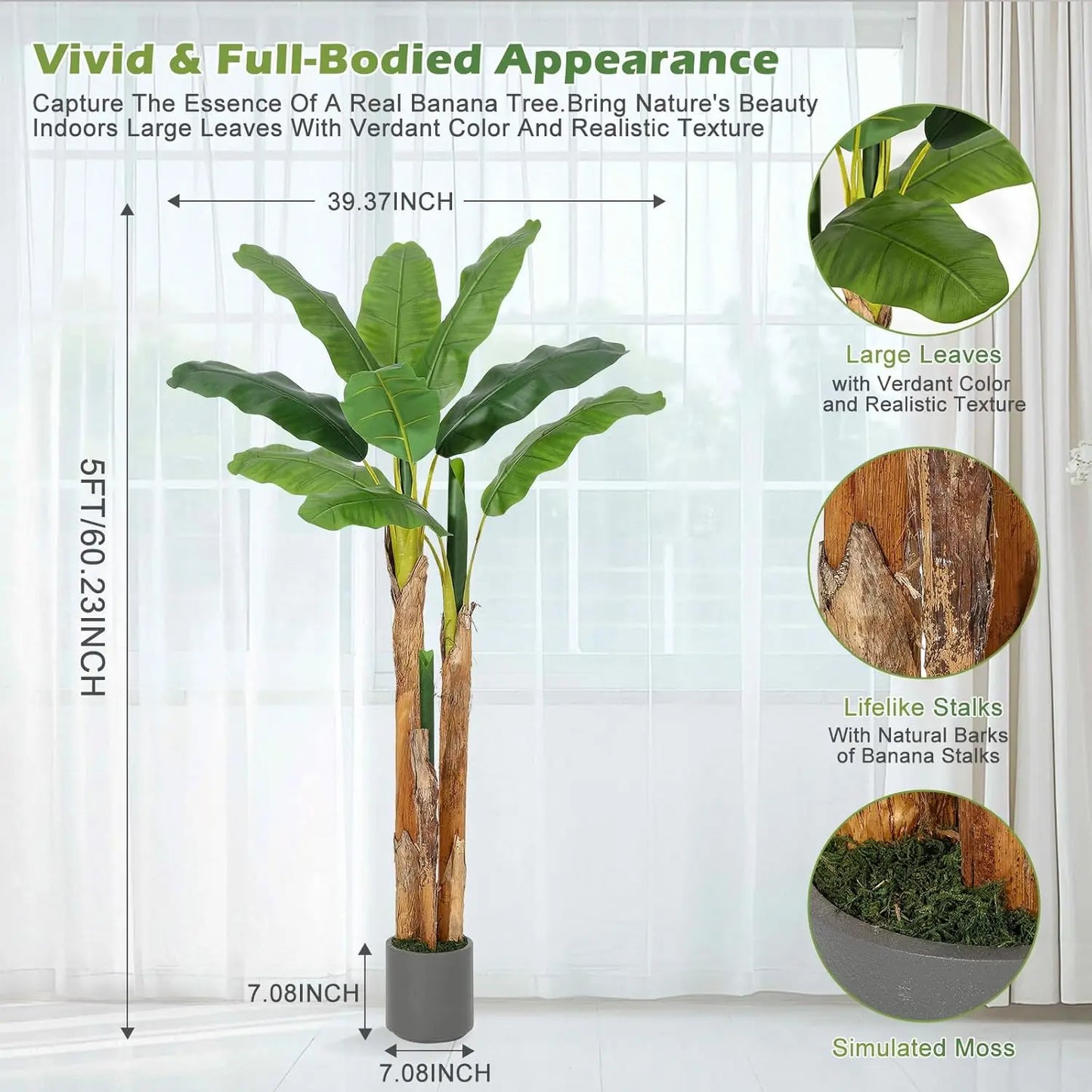 HiMISS Artificial Banana Tree With Planter Home Decor