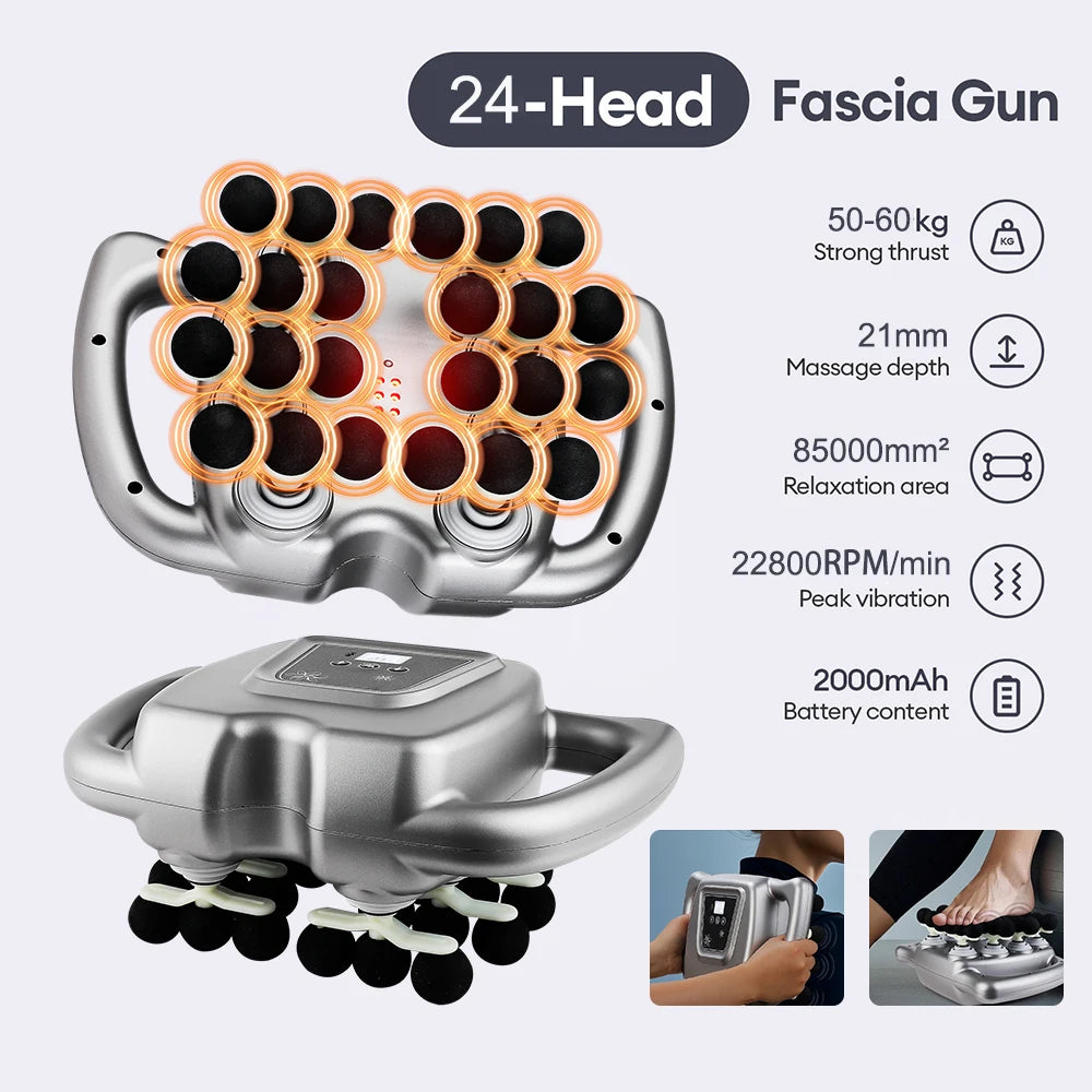 Fascia Gun 24 Head High Frequency Body Massager 9 Modes