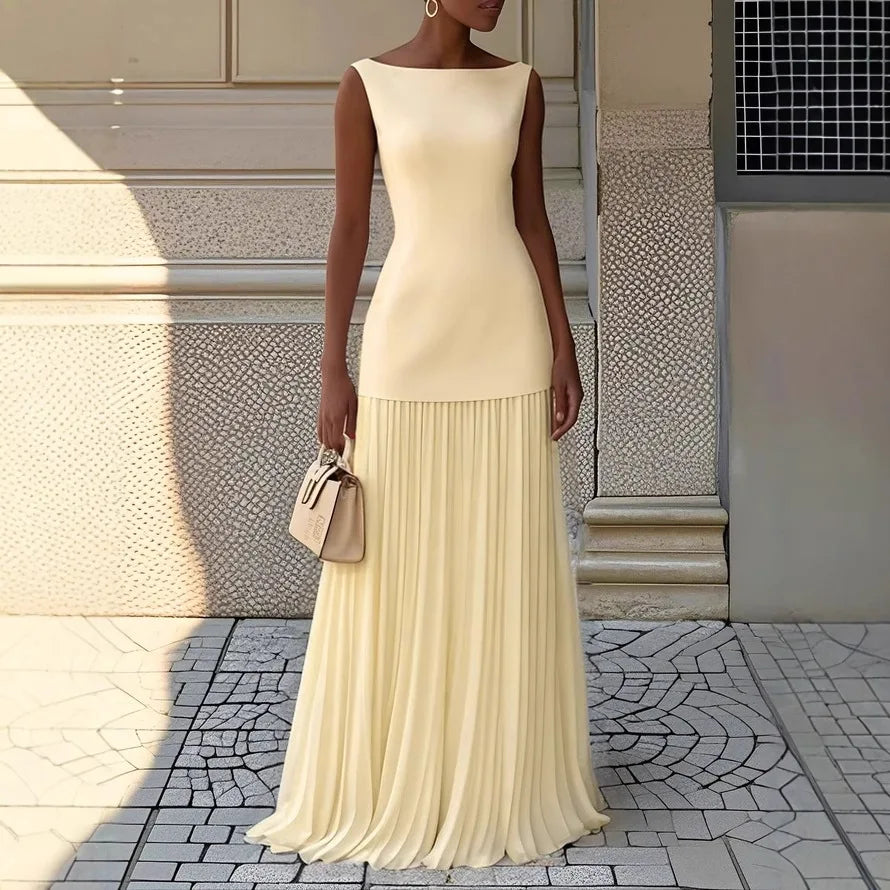 2026 Spring and Autumn Fashion Elegant Dress Party Vest Overskirt Pleated Women's Two-piece Set
