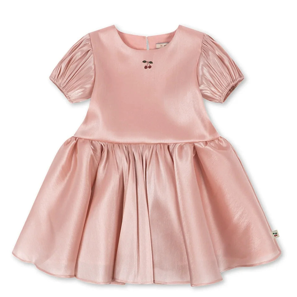 Girls' Dresses 2026 Summer New Arrivals: Pink Floral Print Fashionable Princess Dress, Cute Cartoon Cotton T-Shirts, and Shorts