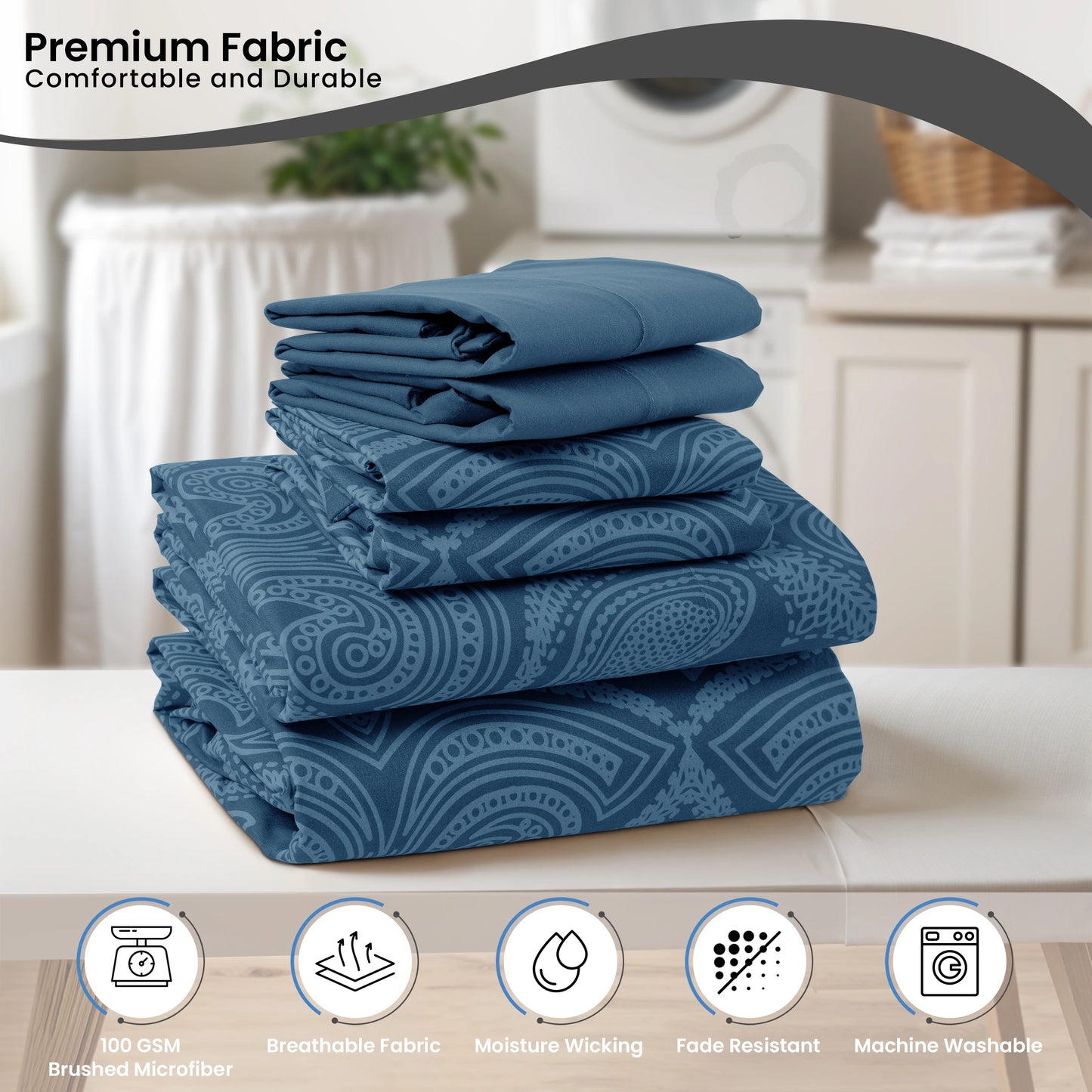 Lux Decor Collection Paisley Microfiber Sheet Set Wrinkle Resistant