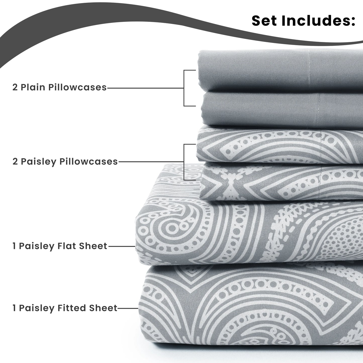 Lux Decor Collection Paisley Microfiber Sheet Set Wrinkle Resistant