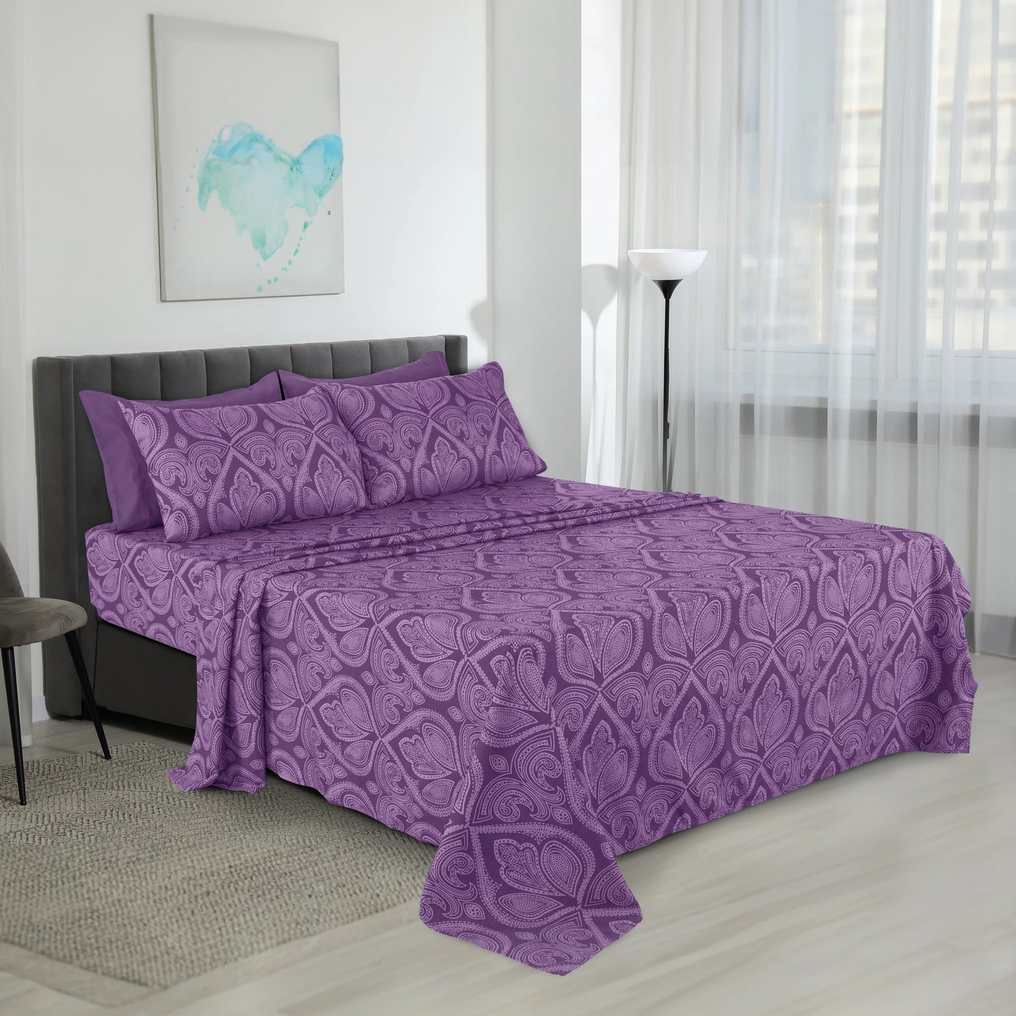 Lux Decor Collection Paisley Microfiber Sheet Set Wrinkle Resistant