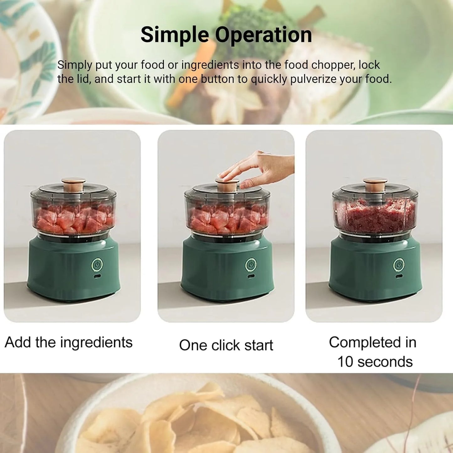 Mini Electric Food Processor Garlic Chopper Vegetable Mincer Portable
