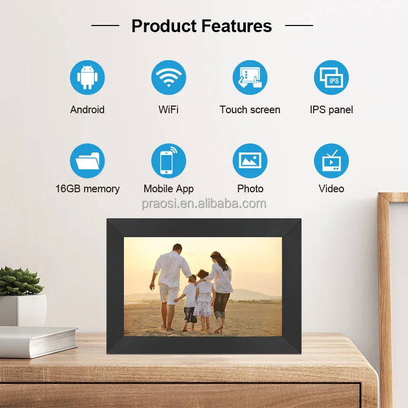 New Arrival 7 8 10.1 Inch WiFi Cloud Digital Photo Album Frame Battery Powered Frameo Uhale App Acrylic Material Video Playback