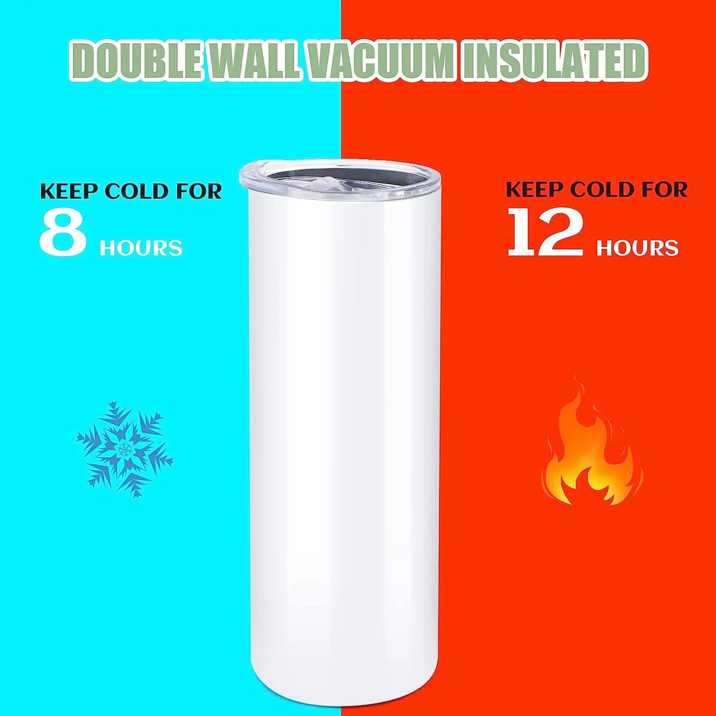 8 Pack Sublimation Tumbler Blanks Skinny Straight Stainless Steel Insulated