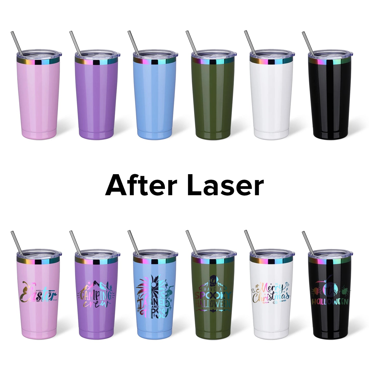 FastsubDrinkware 12 Pack Stainless Steel Tumblers Insulated With Lid