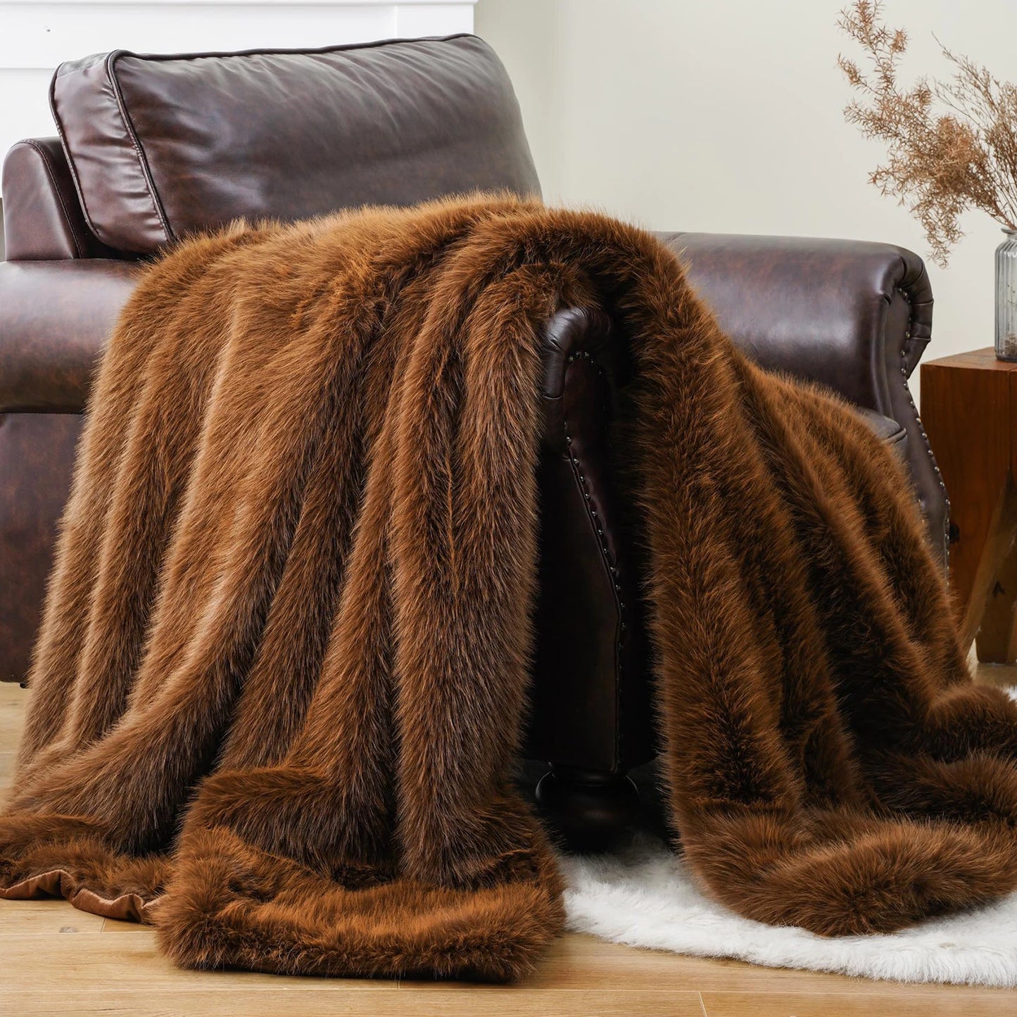 Battilo Fluffy Soft Blankets Luxury Fur blanket for Bed Sofa Mink Faux Fur Throw and Blankets Large Warm Blanket for Home Decor