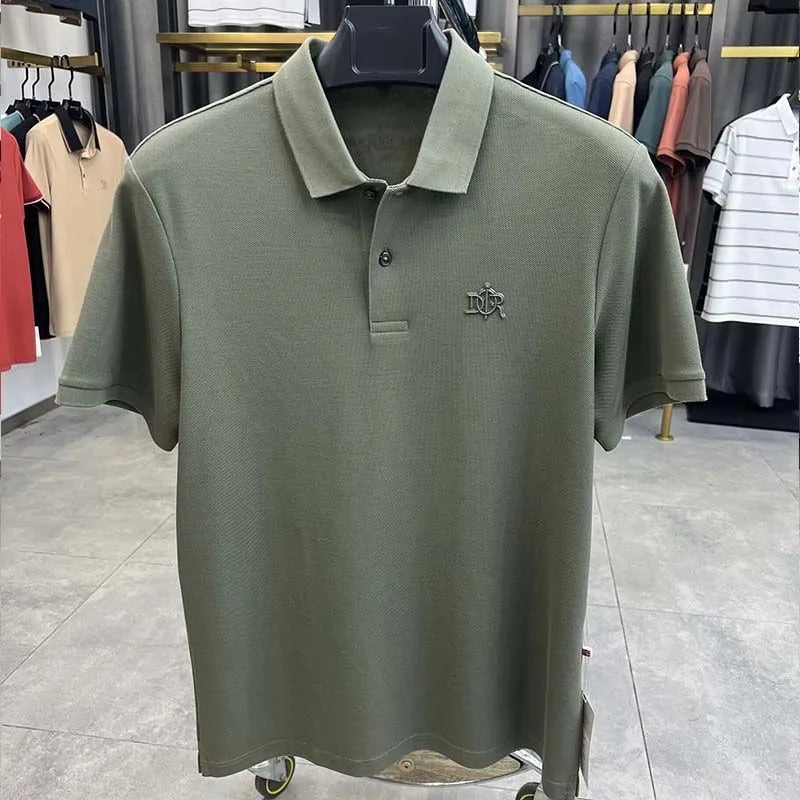 Pure Cotton Mens Polo Shirt Short Sleeve Casual T Shirt