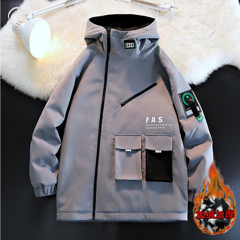 Men's Pilot Hooded Zipper Jacket Baseball Uniform Velvet Coat