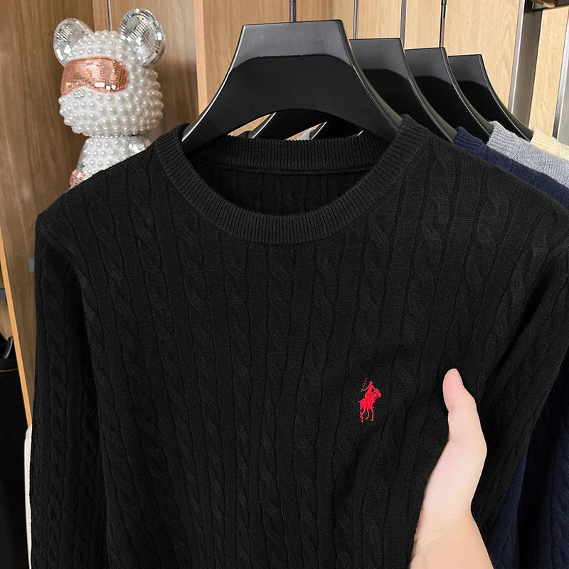 Luxury Solid Color Embroidered Knitted Sweater Long Sleeve 2026