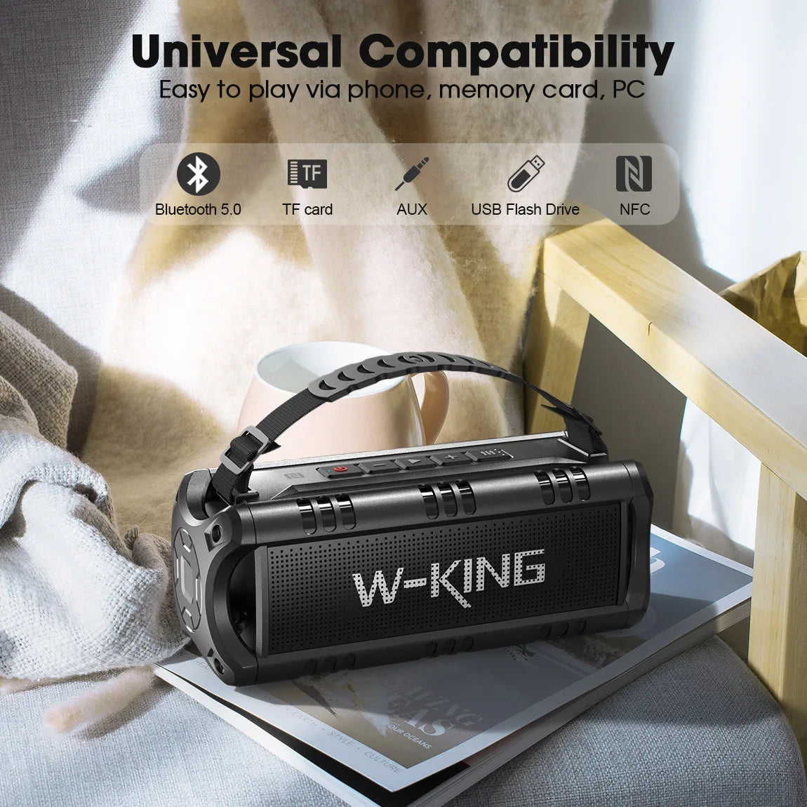 W-KING 30W Bluetooth Speaker IPX6 Waterproof Outdoor 24H Playtime