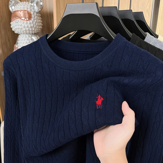 Luxury Solid Color Embroidered Knitted Sweater Long Sleeve 2026