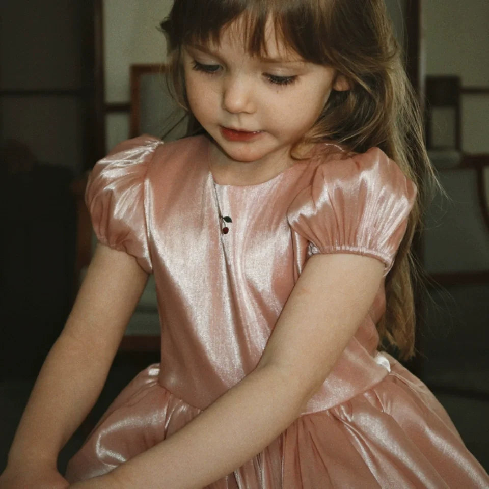 Girls' Dresses 2026 Summer New Arrivals: Pink Floral Print Fashionable Princess Dress, Cute Cartoon Cotton T-Shirts, and Shorts