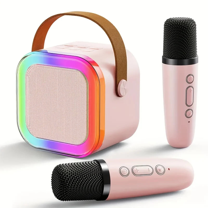 Odelettevcy Wireless Karaoke Speaker with Lighting and Dual Microphones