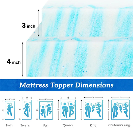JHK 4 Inch Gel Memory Foam Mattress Topper Full Size Cooling Mattress Soft and Breathable Bed Topper School Bedroom Furniture