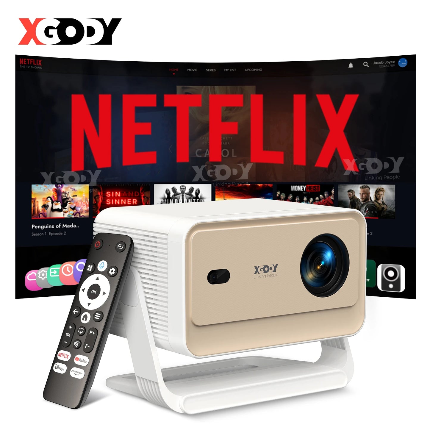 XGODY N6 Pro Projector Netflix 4K Android TV Home Theater