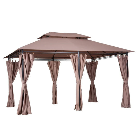 Xiaolang Outdoor Gazebo Canopy Shelter With Curtains And Vented Roof