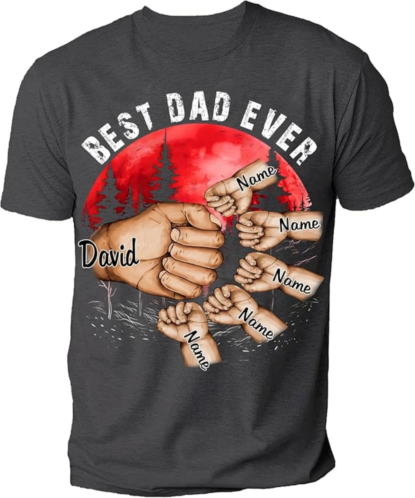 Best Grandpa Dad Ever Shirt Custom Fist Bump Kid Name