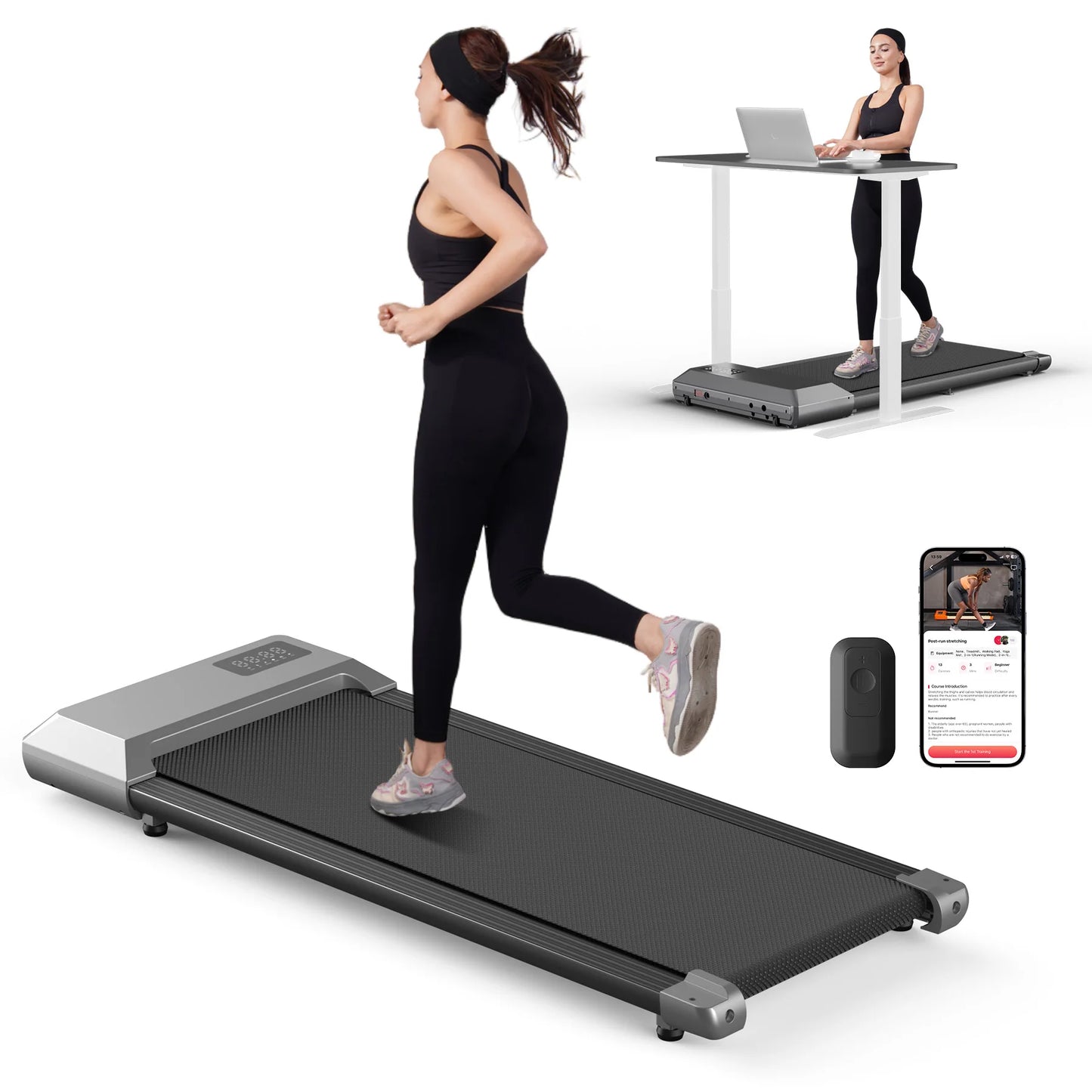 Home 2.5HP Treadmill With Bluetooth 300lbs Capacity 2in1 Walking Running
