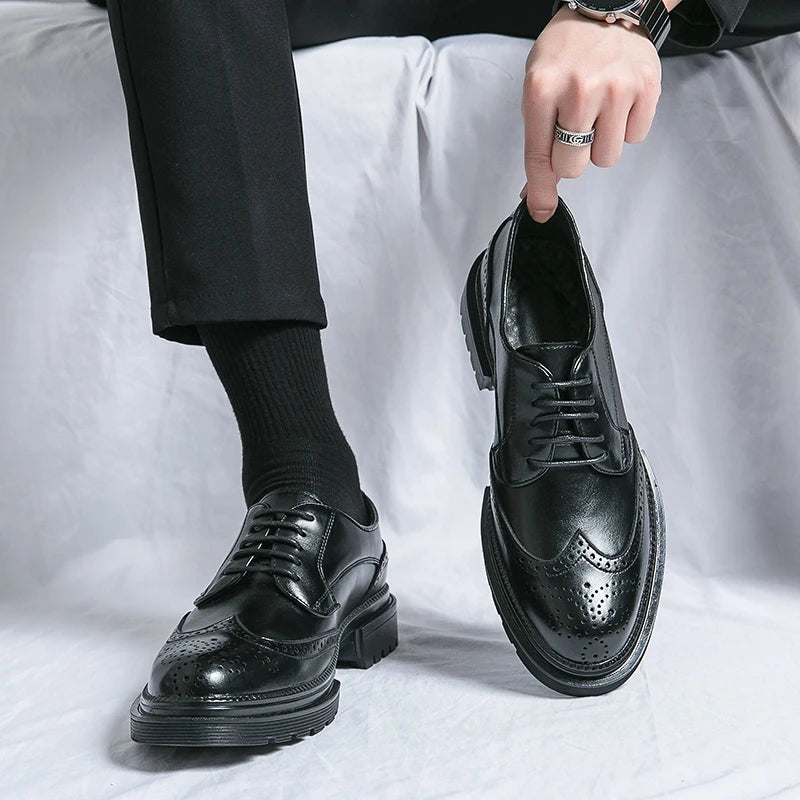 AXYGF Genuine Leather Shoes For Men Office Attire Formal Wear