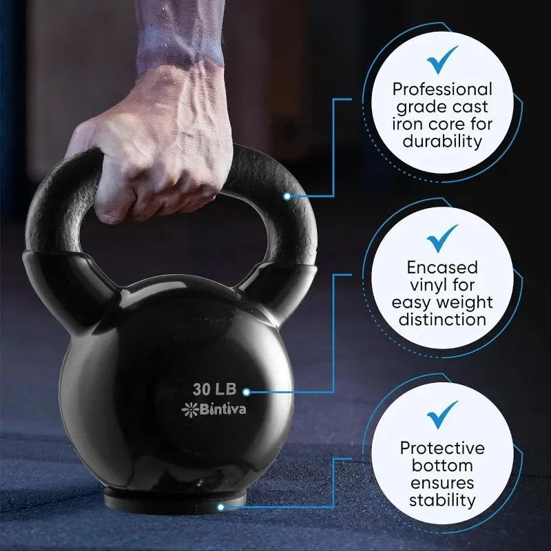 Kettlebell Sets Professional Grade - Strength Training Kettlebells for Home Workout - Cast Iron Kettle Bell Weight Sets