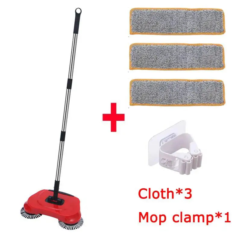 Hand Push Broom, Multifunctional Cleaning Tool Sweep Mop, Long Handle Push Broom with Auto Spiral Deep Clean System