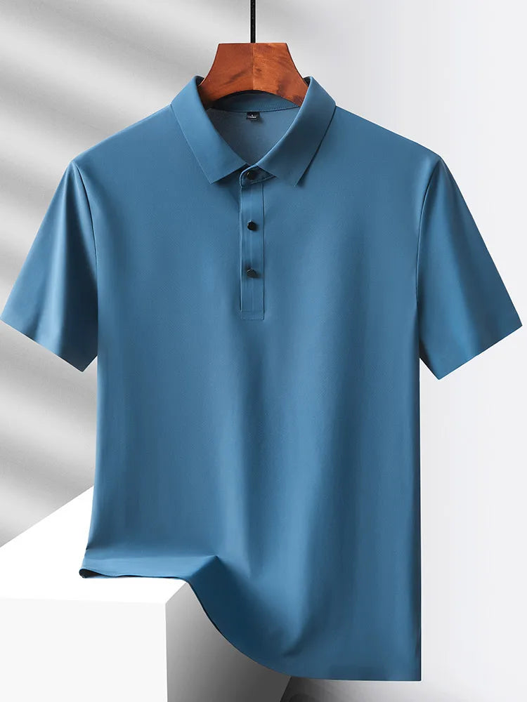 Selected popular nylon fabric dad's summer clothing middle-aged men's short sleeved T-shirt, summer ice silk quick drying mid