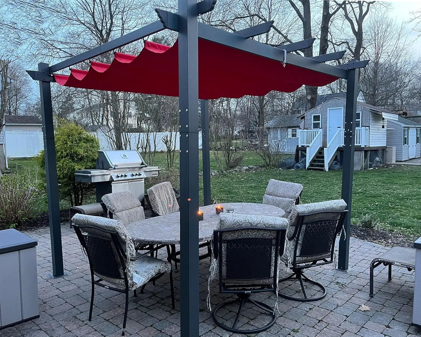 Outdoor Retractable Pergola With Sun Shade Canopy For Garden Patio