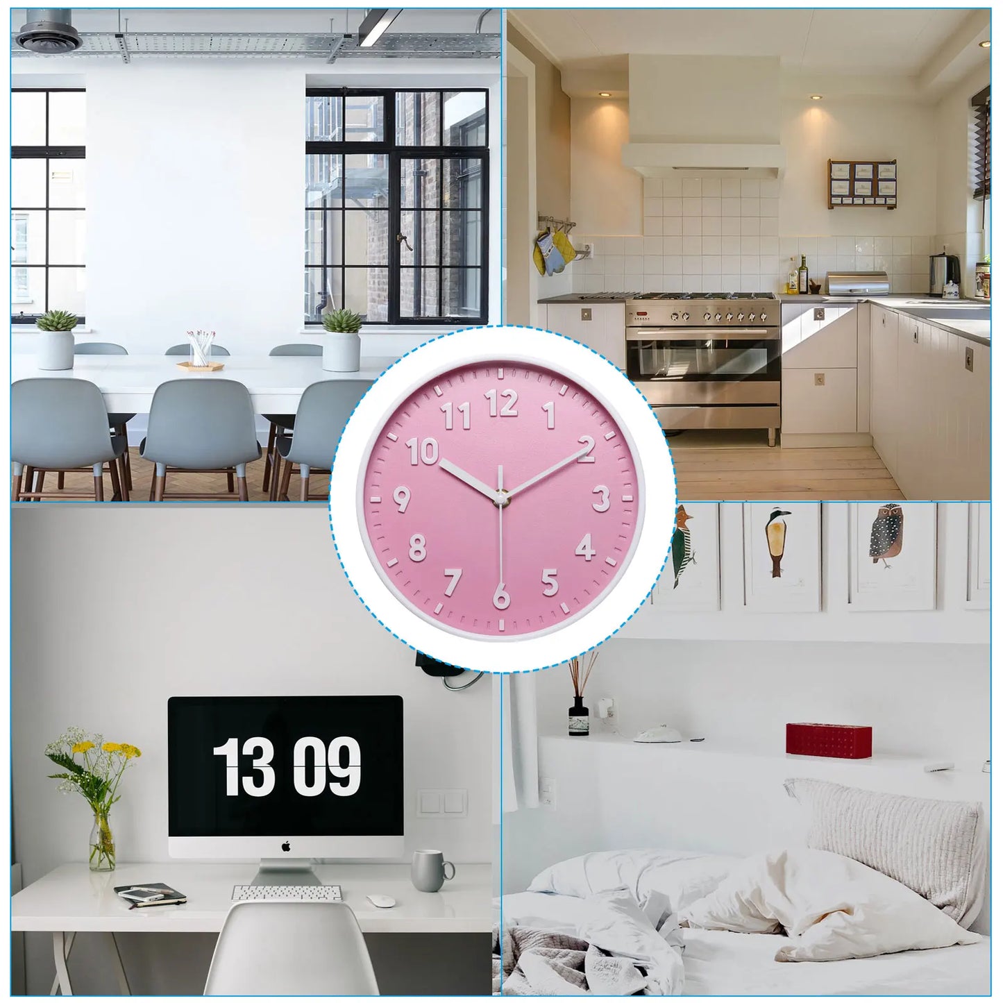UXCELL Wall Clock Quartz Battery Operated Silent Non Ticking Round Office