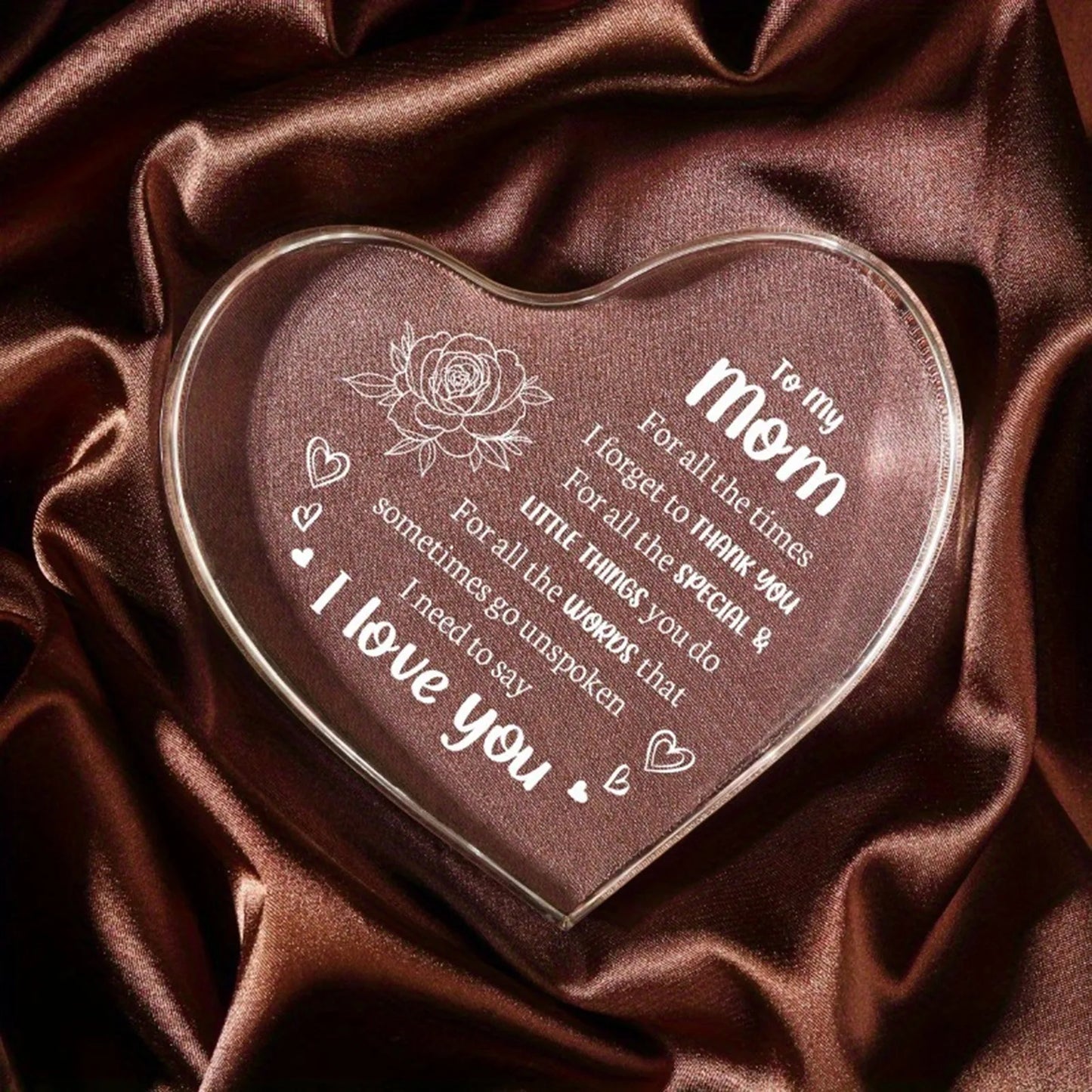 Mothers Day Heart Shaped Plaque Gift For Mom Desktop Decor