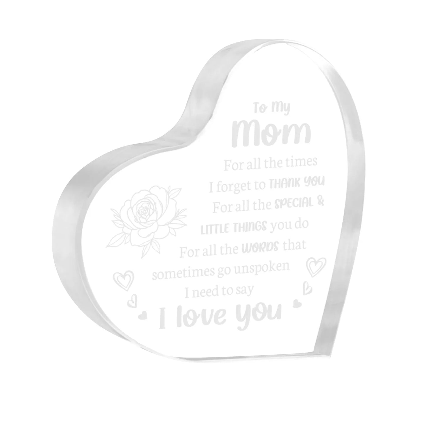 Mothers Day Heart Shaped Plaque Gift For Mom Desktop Decor