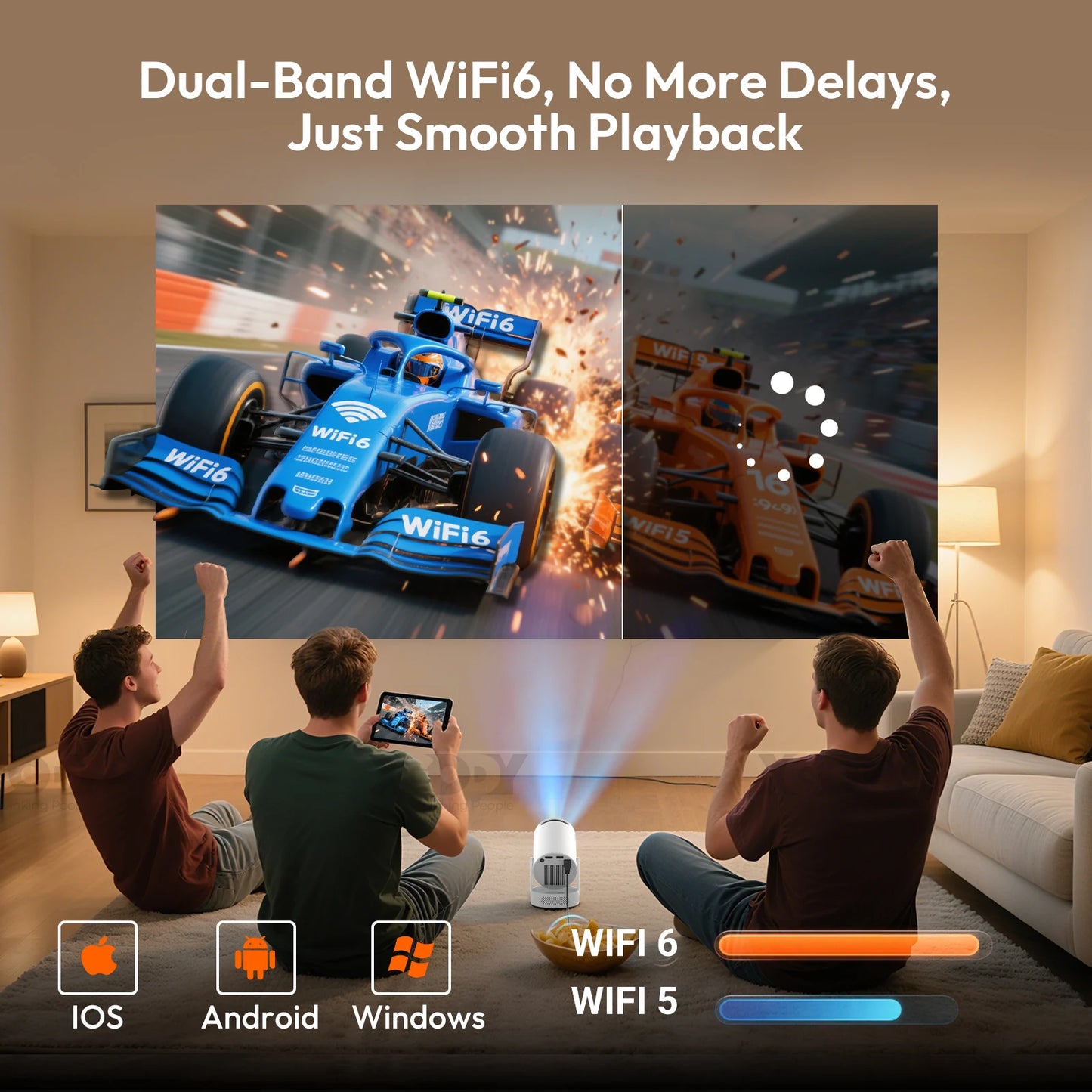 XGODY 4K LED Projector 12000 Lumen WiFi Bluetooth Home Theater