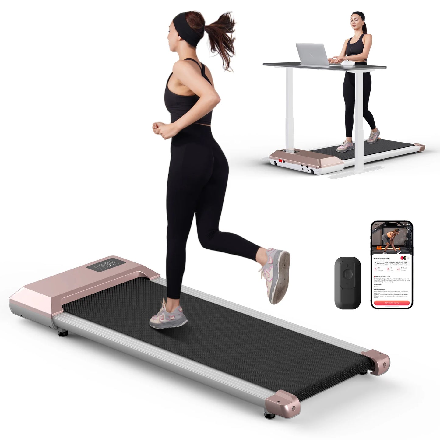 Home 2.5HP Treadmill With Bluetooth 300lbs Capacity 2in1 Walking Running