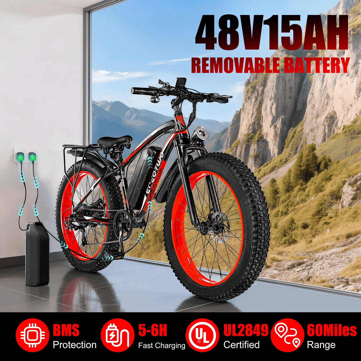 EOEOTWO 1500W All Terrain Fat Tire Electric Mountain Bike