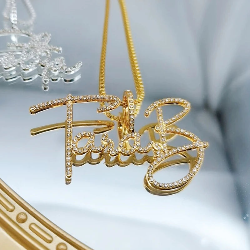 DUOYING Zirconia Initial Letters Necklace Personalized Names Crystal Pendant