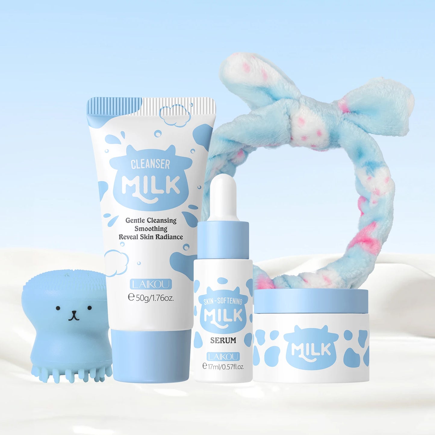 LAIKOU Milk Skincare Set Moisturizing Cleanser Travel Kit