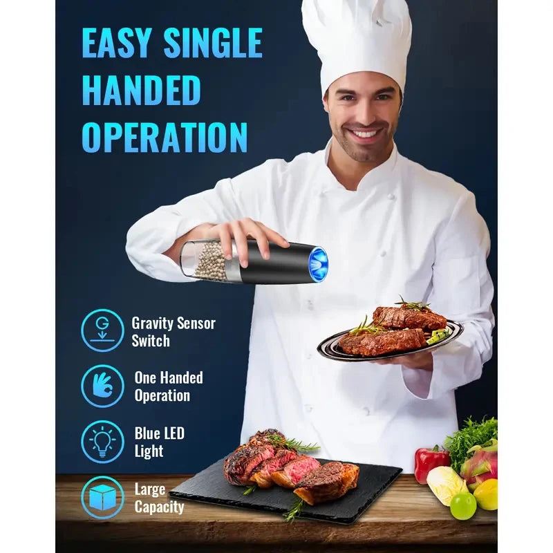 Gravity Electric Salt And Pepper Mill Battery Powered Adjustable Coarseness