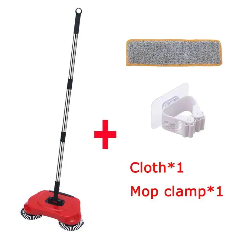 Hand Push Broom, Multifunctional Cleaning Tool Sweep Mop, Long Handle Push Broom with Auto Spiral Deep Clean System