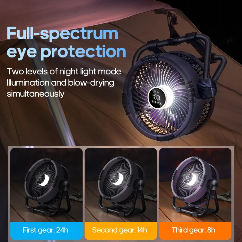 Kinscoter 6 In 1 Portable Outdoor Tent Camping Fan With 20000mAh Power Bank