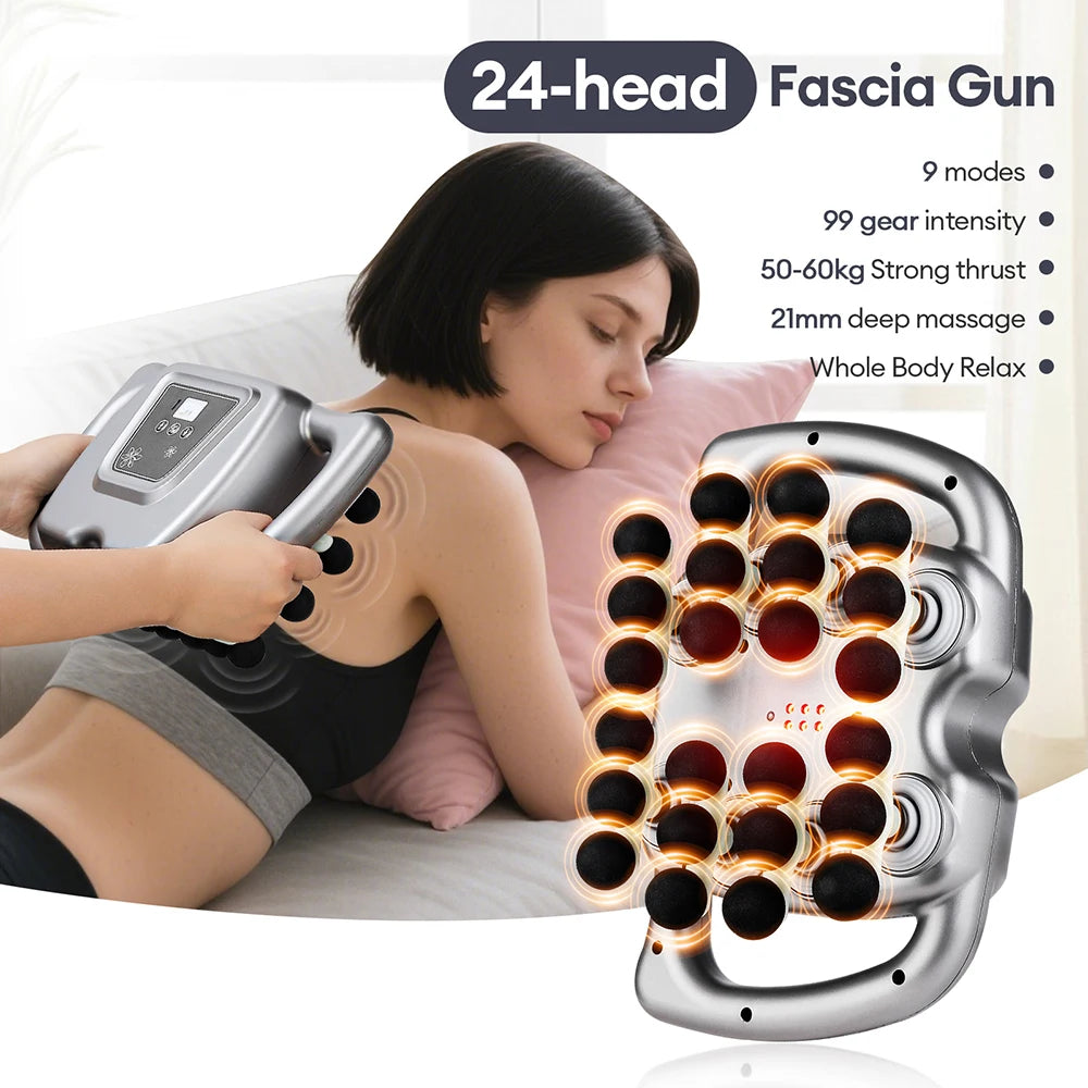 Fascia Gun 24 Head High Frequency Body Massager 9 Modes