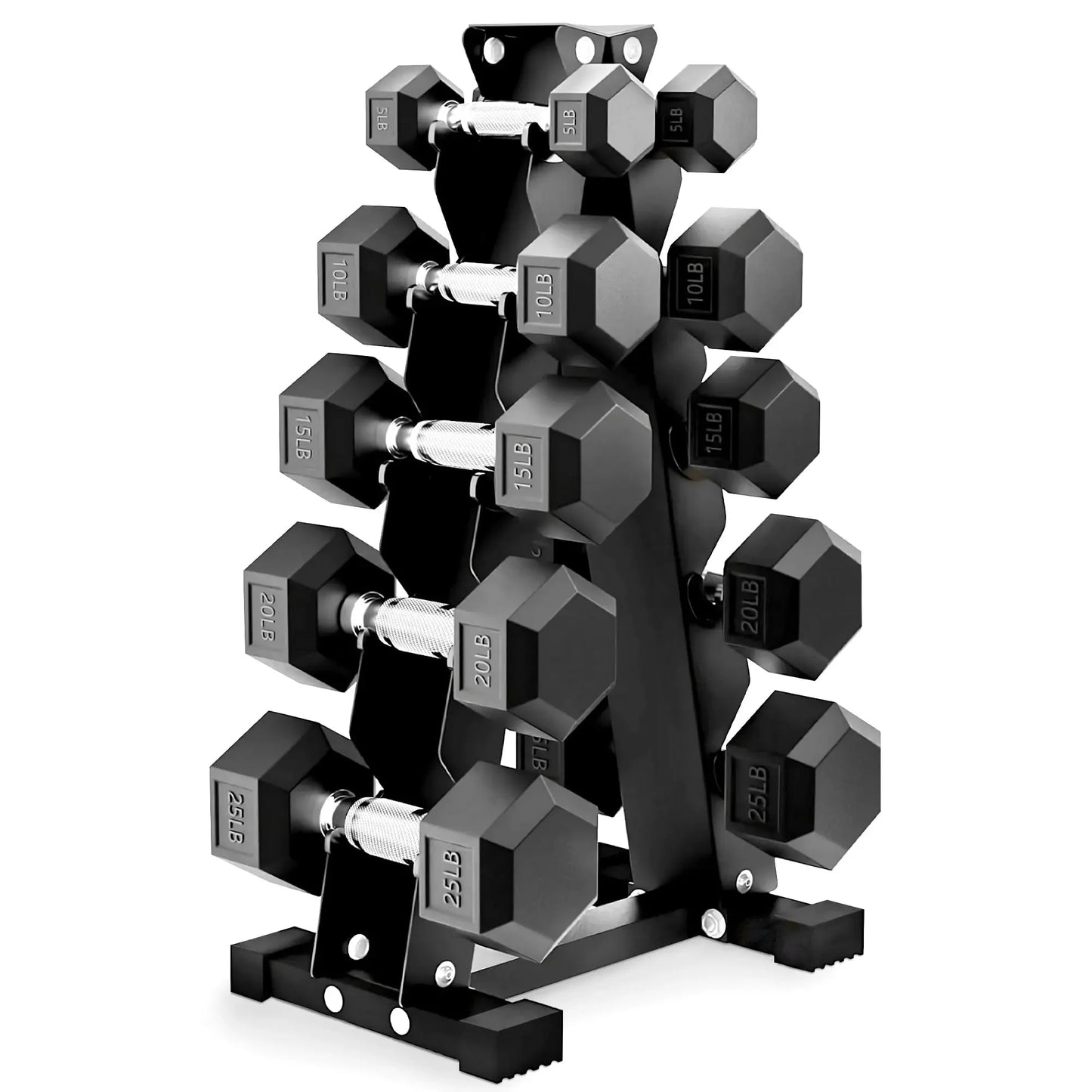 BalanceFrom Rubber Coated Hex Dumbbell Weight Set with Storage Rack, 100LB or 150LB or 200LB Set