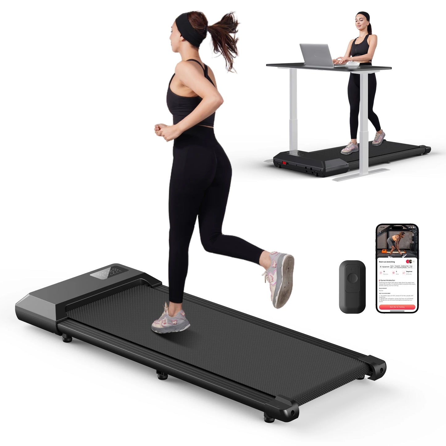 Home 2.5HP Treadmill With Bluetooth 300lbs Capacity 2in1 Walking Running