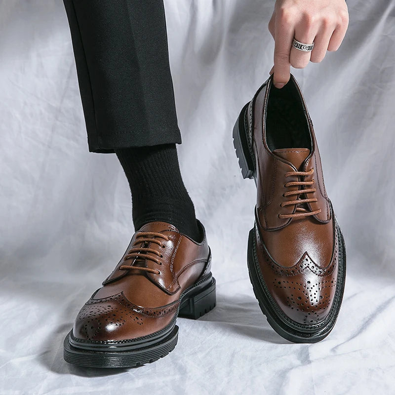 AXYGF Genuine Leather Shoes For Men Office Attire Formal Wear