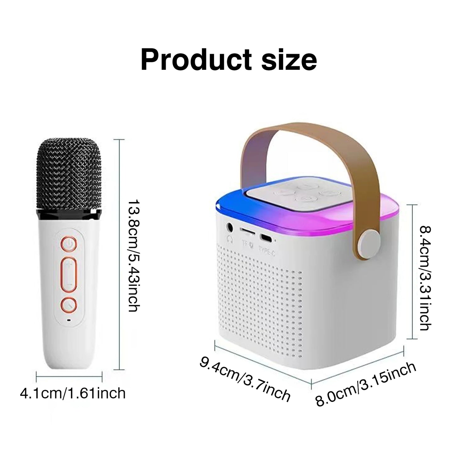 Odelettevcy Wireless Karaoke Speaker with Lighting and Dual Microphones