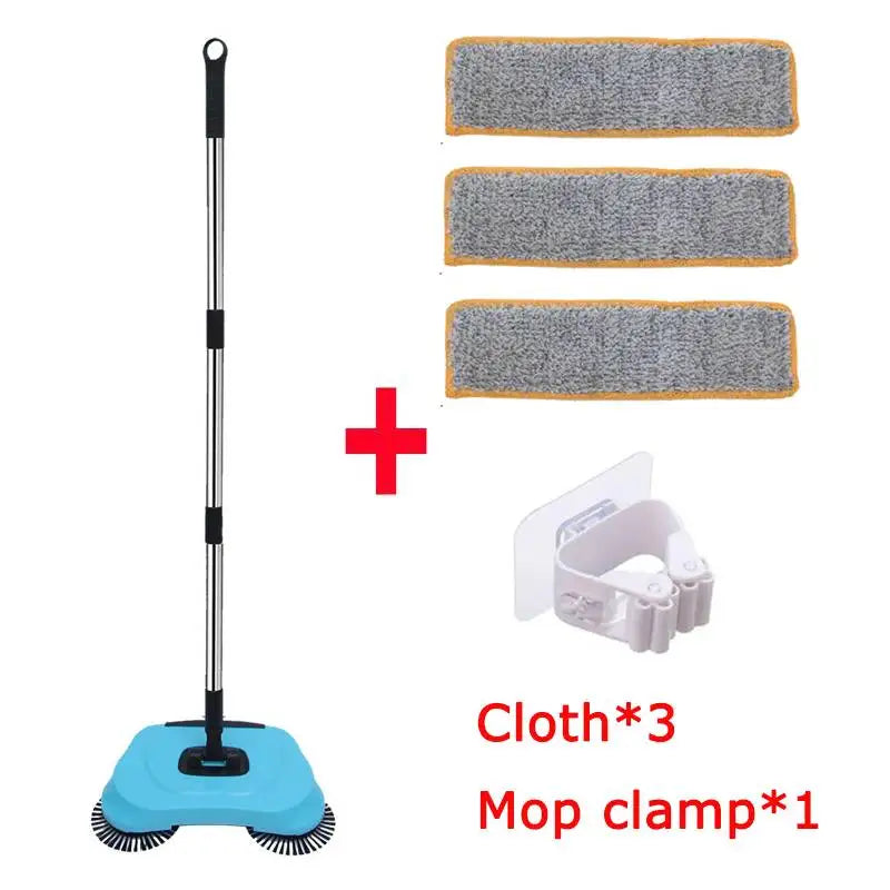 Hand Push Broom, Multifunctional Cleaning Tool Sweep Mop, Long Handle Push Broom with Auto Spiral Deep Clean System